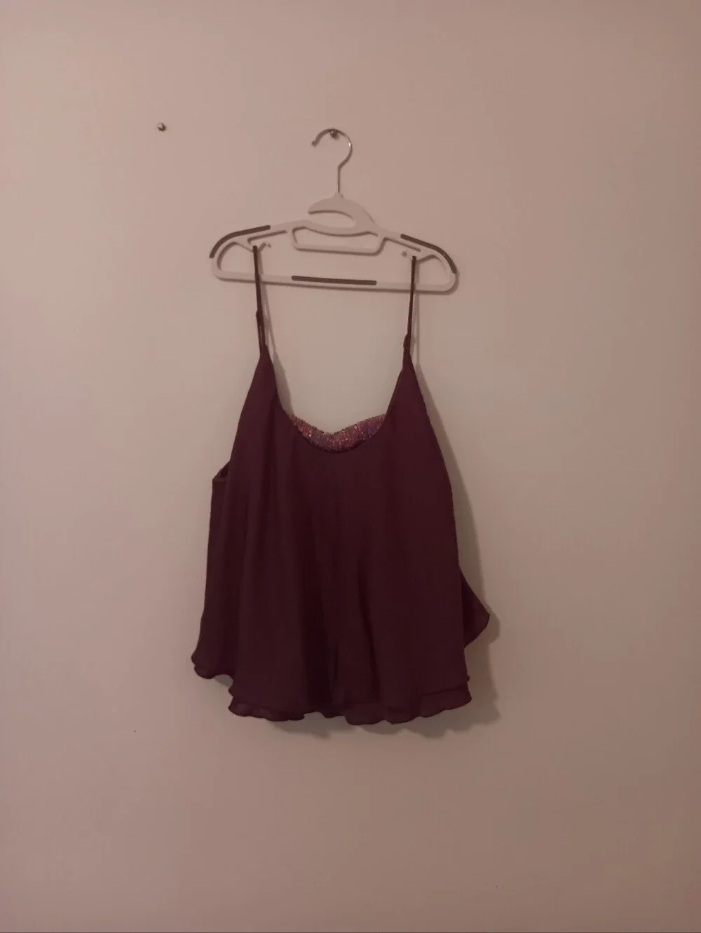 Intimately By Free People Plum Silver Sequin Layered Camisole Top NWT Medium - Picture 3 of 9